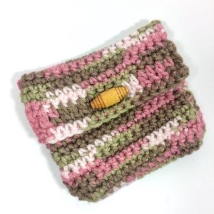 Change Purse Money Wallet Womens Crochet Pink